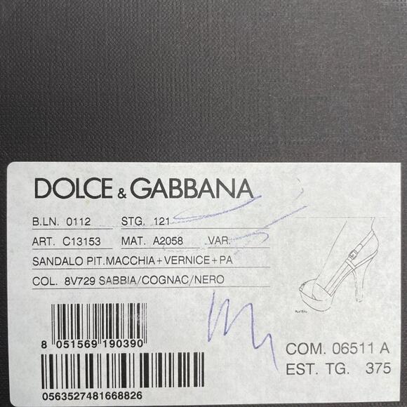 Dolce and Gabbana Snakeskin Tan Black Platform Sandals Heels - Picture 12 of 12